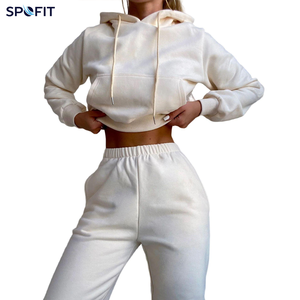 Ensemble de survêtement à capuche violet pour femme SPOFIT, manches longues, coupe décontractée, couleur unie, avec cordon de serrage et poches, idéal pour l'automne - Product Image 3