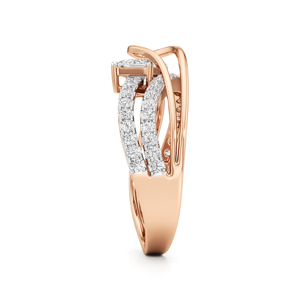 แหวนหมั้นเพชรทรงเอเมอรัลด์สีโรสโกลด์สไตล์คลาสสิกสำหรับผู้หญิง - Product Image 2