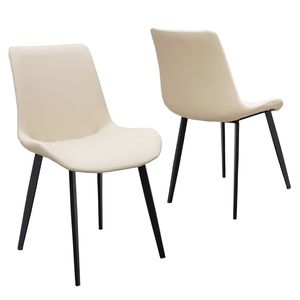 Set di Sedie da Pranzo Moderne in Pelle PU Beige con Gambe in Metallo per Cucina, Ristorante, Soggiorno e Sala Riunioni - Product Image 1