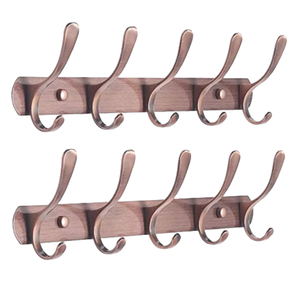 Nouveauté : Porte-objets mural double en acier inoxydable |   Porte-manteau, porte-chapeau, porte-serviette et porte-clés robuste |   Organisateur multi-crochets moderne pour la maison - Product Image 1