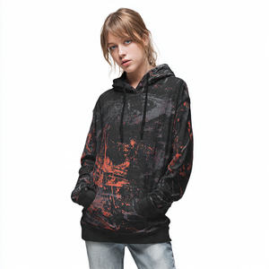 Sweat à capuche baggy pour femme, sublimation, épaules tombantes, effet délavé, surdimensionné, pour l'hiver - Product Image 5