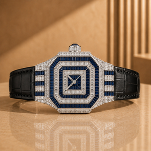 Montre de luxe pour homme en acier inoxydable avec mouvement automatique ETA, cadran en verre Moissanite, style Hip Hop, résistante à l'eau 10 bars, idéale pour les mariages et les soirées - Product Image 1