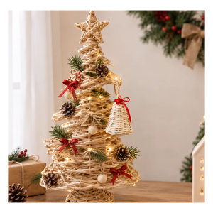 [Écologique] Ornements de Noël en rotin naturel faits à la main, clochettes en osier à suspendre pour décorations de Noël et cadeaux de fêtes - Product Image 6