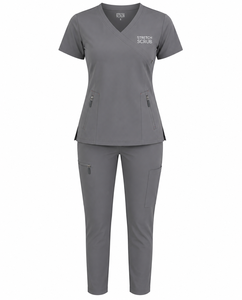 Tenue médicale extensible haut de gamme pour femme, uniforme de soins à manches longues, personnalisable avec logo, pour infirmières et personnel hospitalier - Product Image 1