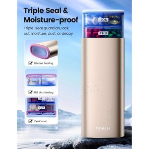 Grande Portapillole Settimanale in Metallo per Viaggi, 7 Giorni, Doppia Protezione AM PM, Contenitore per Medicinali da 2 Somministrazioni al Giorno - Product Image 3