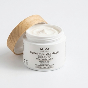 Crema Reparadora para el Cabello con Manteca de Karité, Aceite de Coco y Ácido Hialurónico, Hidratante, Nutritiva, Suavizante, Fórmula Concentrada para Cabello Seco y Encrespado - Product Image 1