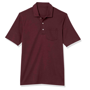 Polo piqué uni à manches courtes pour homme, coupe classique, bordeaux, en coton, décontracté, respirant, style tricoté 2026 - Product Image 1