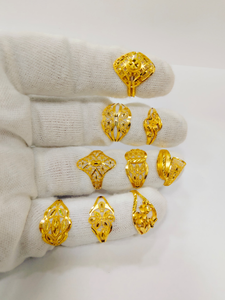 Colección de Anillos Turcos con Filigrana, Acabado en Oro Amarillo de 22K, Diseño Floral Tradicional en Malla, Joyería Ajustable para Mujer - Product Image 2