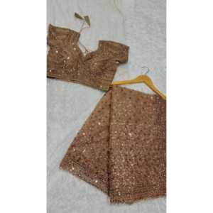 Sari de soirée pour femmes de créateur avec ensemble de travail en séquence et en dori - Product Image 1