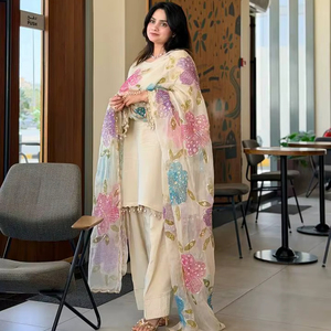 Conjunto de Salwar Kameez de Seda Romana para Mujer, Nueva Colección de Diseñador Moderno, Totalmente Cosido, Listo para Usar, Ideal para Fiestas - Product Image 1