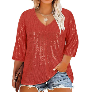 Women's Gothic Style V Neck T-Shirt Plus Size Loose Crop <b>Top</b> with Long Sleeves and Summer Street Fashion - Product Image 1