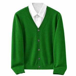 <b>Men's</b> and Women's Knitted <b>Cardigan</b> V Neck Clothing Manufacturer Striped Breathable Wool Sweater 2026 New Custom Design High - Product Image 5
