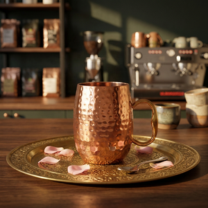 Vintage Hammered <b>Copper</b> Mug Moscow Mule Cocktail Cup with <b>Handle</b> Metal Drinkware - Product Image 5