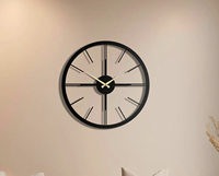 Jam Dinding Logam Modern Dekoratif Bulat Bingkai Terbuka untuk Dekorasi Dinding Interior Rumah, Ruang Tamu, Kamar Tidur, Kantor, Aksen Dekorasi