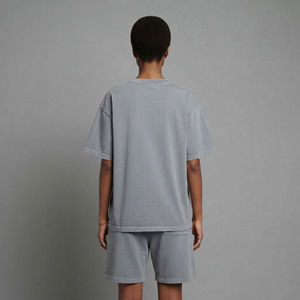 Hot Selling article 100% cotton 2-Piece oversized Women's t-shirt & short <b>set</b> Summer wear High-Quality 2 tone women's short <b>Set</b> - Product Image 3