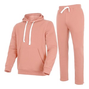 2026 Unisex Light <b>Blue</b> Hooded Tracksuit Full Sleeve Solid Color Casual Joggers Set Autumn Breathable Cotton <b>Material</b> Regular Fit - Product Image 6