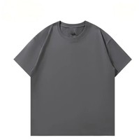 T-shirt gris à col rond et manches courtes, coupe classique, couleur unie, tricoté, décontracté, pour homme, nouveau modèle 2026, conception personnalisée OEM ODM