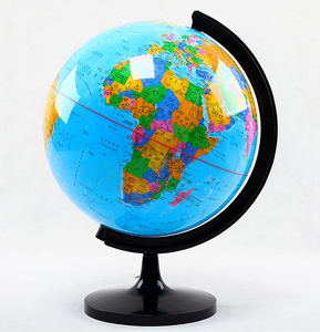Globo Terráqueo Educativo de Plástico Premium con Base Metálica Dorada para Uso Escolar - Product Image 1