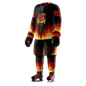Uniforme de hockey sur glace pour hommes sur mesure, de haute qualité, respirant, coupe-vent, écologique, séchage rapide, tissu 100% polyester - Product Image 4