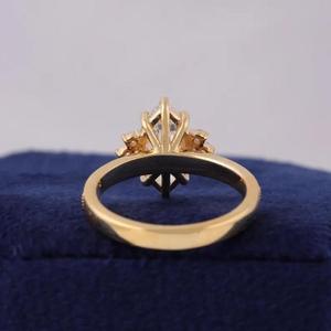 Anillo de compromiso con diamante talla marquesa en oro amarillo macizo, anillo solitario floral con diamante cultivado en laboratorio para mujer, joyería fina, regalo para ella - Product Image 4