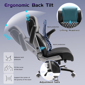 Sedia da Ufficio Ergonomica Grande e Alta da 227 kg con Seduta in Rete, Supporto Lombare Regolabile, Poggiatesta Sollevabile, Braccioli 3D Ribaltabili, Certificazione BIFMA, per Casa e Ufficio - Product Image 3
