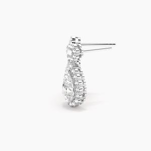Boucles d'oreilles pendantes Minuetto en or massif 14 carats plaqué rhodium avec halo de diamants de laboratoire taille poire, certifiées IGI, bijoux de luxe raffinés - Product Image 3