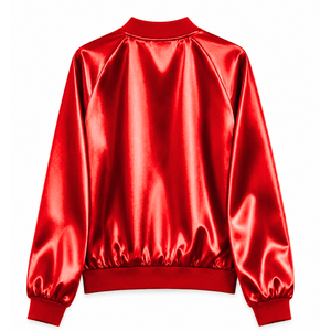 Veste en satin respirant personnalisée Delta Sigma Theta Sorority avec logo brodé sur le devant, rouge et blanc, manches longues pour femme - Product Image 3