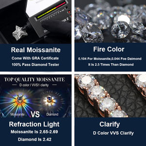 ZAWO HOUSE 925 Silver Rhodium & <b>Rose</b> Gold Plated Luxury Moissanite Claw Setting Cuban Band Ring Unisex - Product Image 2