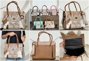 Nouveau Sac à Main en Cuir Véritable pour Femme, Fabrication OEM/ODM, Sac Bandoulière Fourre-tout en Cuir de Vachette Outilé, Sac à Main en Peau de Bovin à Poils - Product Image 3