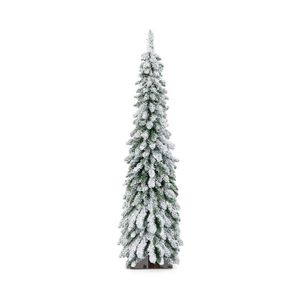 Albero di Natale Artificiale Sottile Pre-Illuminato da 4/5/6 Piedi, Decorazione Natalizia con Effetto Neve - Product Image 1