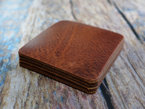 Genuine Leather Coasters Set of 4 Square Shape Cowhide Drink Mat Heavy Duty <b>Table</b> <b>Protector</b> for Home Office GLC-0034 - Product Image 4