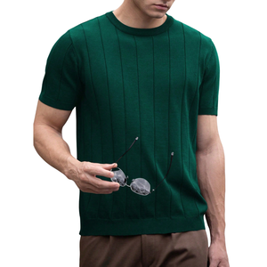 Mens Solid Vertical Ribbed Knit Short Sleeve Crew Neck Casual <b>Summer</b> <b>Shirt</b> Soft Comfortable Regular Fit Lightweight Stretchy - Product Image 1