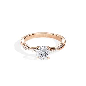Women's 14k Gold plated Round Brilliant Cut Diamond Engagement Ring Prong Setting floral Style - Product Image 1
