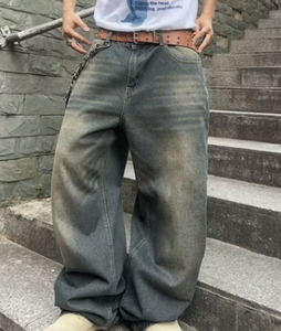 Pantalon Harem en Denim Délavé pour Homme, Coupe Ample, Taille Mi-Haute, Déchiré, Style Hip-Hop, Streetwear, Idéal Printemps - Product Image 5