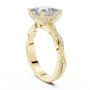 princess cut two carat Lab grown diamond ring eighteen <b>karat</b> solid gold hidden halo unisex engagement band luxury wedding party - Product Image 2