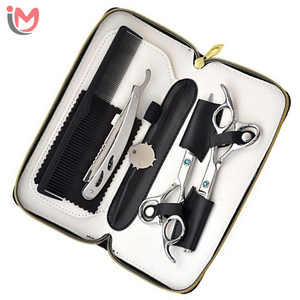 Ciseaux de coiffure et rasoir droit en acier inoxydable avec étui en cuir, kit professionnel pour salon, vente en gros OEM - Product Image 2