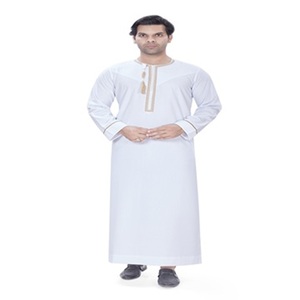 Thobe/Thawb Omaní Bordado para Hombre, Tela de Poliéster y Viscosa, Transpirable, Antiarrugas, Elegante, Largo hasta el Tobillo, para Bodas de Verano - Product Image 3
