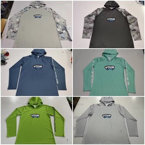 Sweat à capuche unisexe de couleur unie à manches longues UPF 50 anti-UV pour la pêche, en polyester/coton, à séchage rapide, avec logo sur les manches gauche/droite - Product Image 5