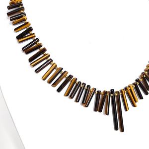 Collar de cuentas de ojo de tigre en forma de barra al por mayor para hombres y mujeres, collar de cuentas de piedra de ojo de tigre amarillo para joyería de moda. - Product Image 6