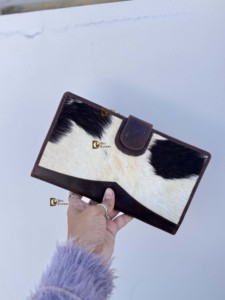 Cartera de cuero de vaca de gran tamaño para mujer, monedero de cuero auténtico, tarjetero, Occidental, al por mayor, cartera oculta para el pelo - Product Image 2