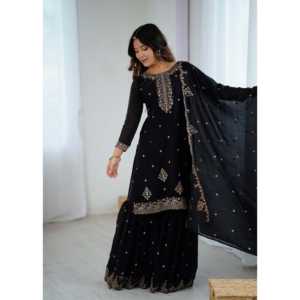 Top-bas de soirée de taille XS de créateur et Dupatta pour un look élégant - Product Image 4