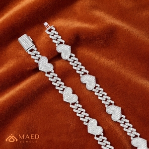 Collier Beverly Hills Heart Link Moissanite en argent, chaîne de luxe, bijoux fins romantiques, cadeau pour femmes - Product Image 2