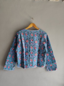 Quilted Floral Cotton Jacket Women's V-Neck Full Sleeve Prairie Chic Spring Style Patch Pocket Regular Length Open <b>Stitch</b> <b>gift</b> - Product Image 6