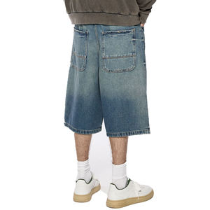 Custom Denim Jorts Hip-hop Embroidered Vintage BLUE WASHED Denim Baggy <b>Jean</b> Shorts <b>Men</b> Custom Design Long Shorts - Product Image 4