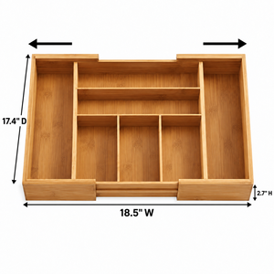 Organisateur de tiroir de cuisine empilable et personnalisable pour un rangement efficace – Panier à ustensiles en bois pour tiroir à couverts - Product Image 2