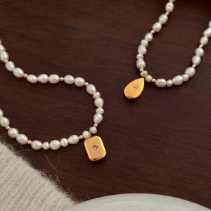 High-End Luxury Fine Pendant Necklace Natural Freshwater Irregular Pearl <b>Star</b> <b>Light</b> Niche Square Collarbone Chain <b>Light</b> Luxury - Product Image 2