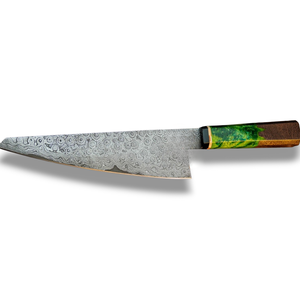 Couteaux de chef faits main sur mesure avec lame en acier multicouche, manche ergonomique en bois et résine pour la cuisine en restaurant et la préparation des légumes - Product Image 1