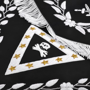 Delantal Masónico Past Master Blue Lodge, Calidad A, Bordado Blanco Plateado con Motivos Viticultores, Regalia Masónica, Delantal Ceremonial para Logia - Product Image 6