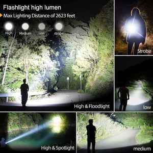 CITICITY Super Bright Aluminum Alloy Tactical Flashlight High-Powered 1000+ Lumens USB-C <b>Rechargeable</b> - Product Image 2