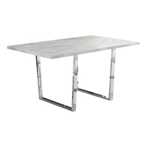 Tavolo da Pranzo Rettangolare Contemporaneo 60 Pollici per Cucina e Sala da Pranzo, Laminato Grigio con Metallo Cromato, Stile Moderno - Product Image 1